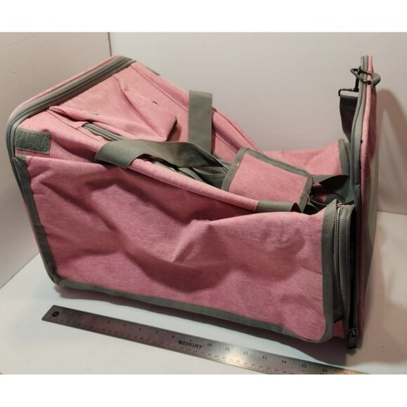 Pink & Grey Small/Medium Pet Carrier 17" x 12" x 12" Soft Sided Travel Approved - Picture 8 of 10